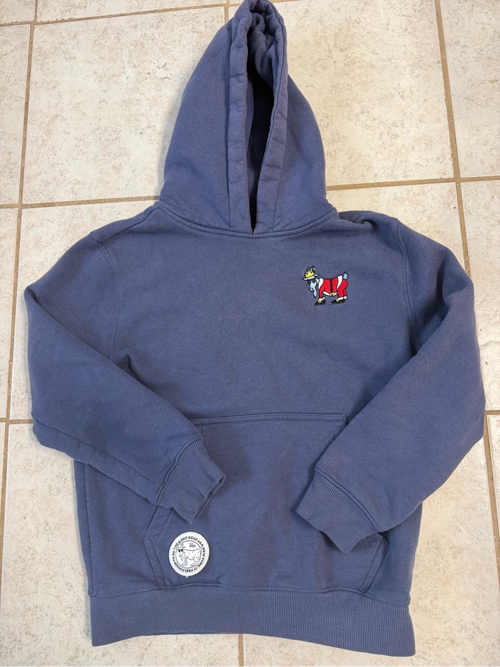 Youth Goat USA Blue Pullover Hoodie with Embroidered goat Motif